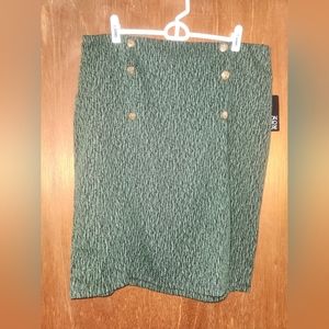 Green and black pencil skirt